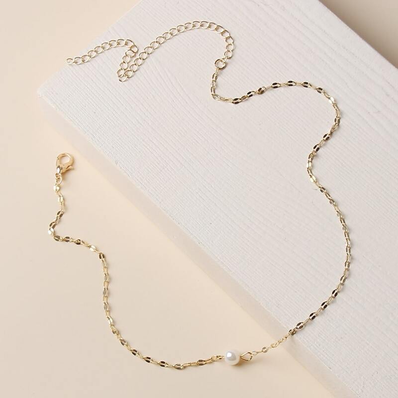 

Faux Pearl Decor Necklace, Gold