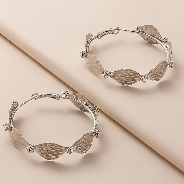 

Rhinestone Detail Hoop Earrings, Silver