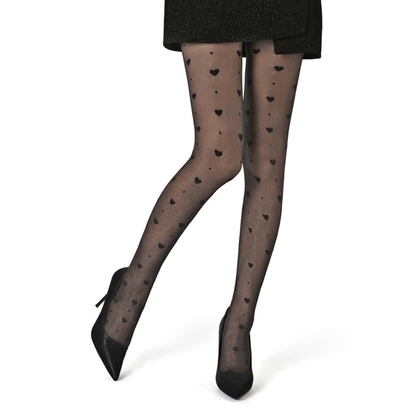 

Heart Pattern Sheer Tights, Clear
