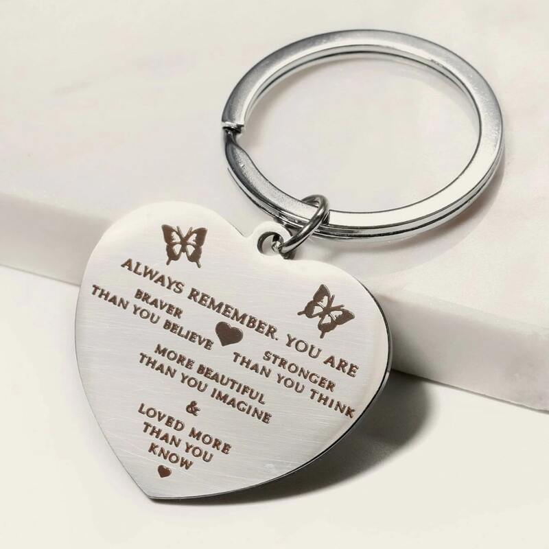 

1pc Slogan Heart Keychain, Silver
