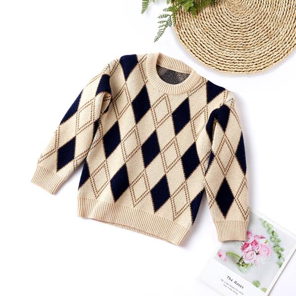 

Toddler Boys Argyle Pattern Sweater, Multicolor