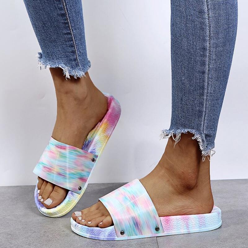 

Tie Dye Open Toe Slides, Multicolor