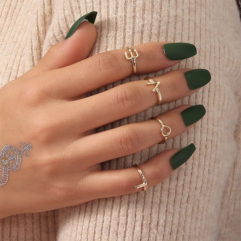 

4pcs Letter Love Ring, Gold