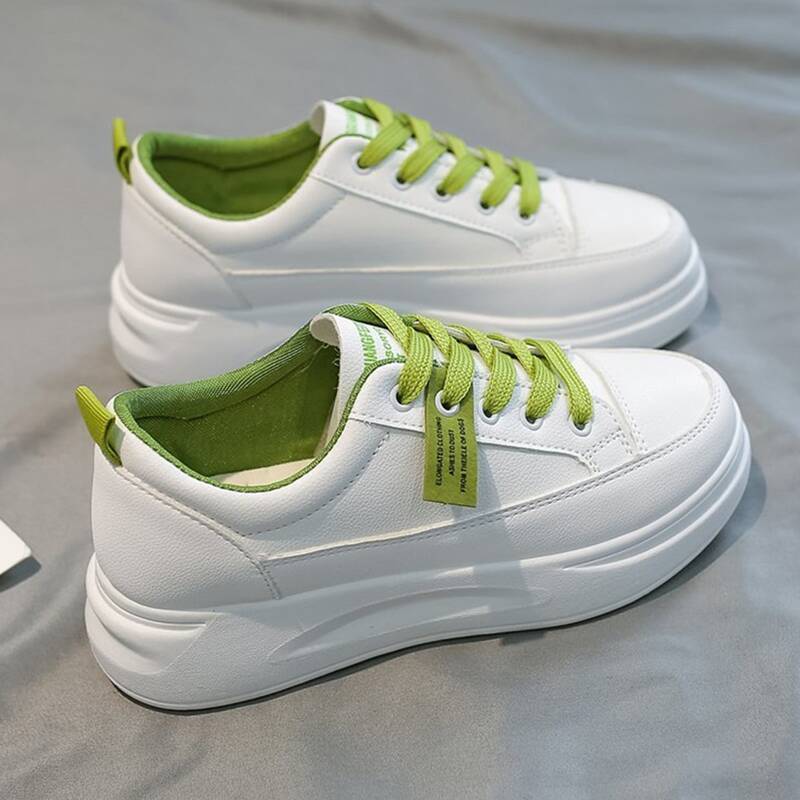 

Lace Up Flat Sneakers, White