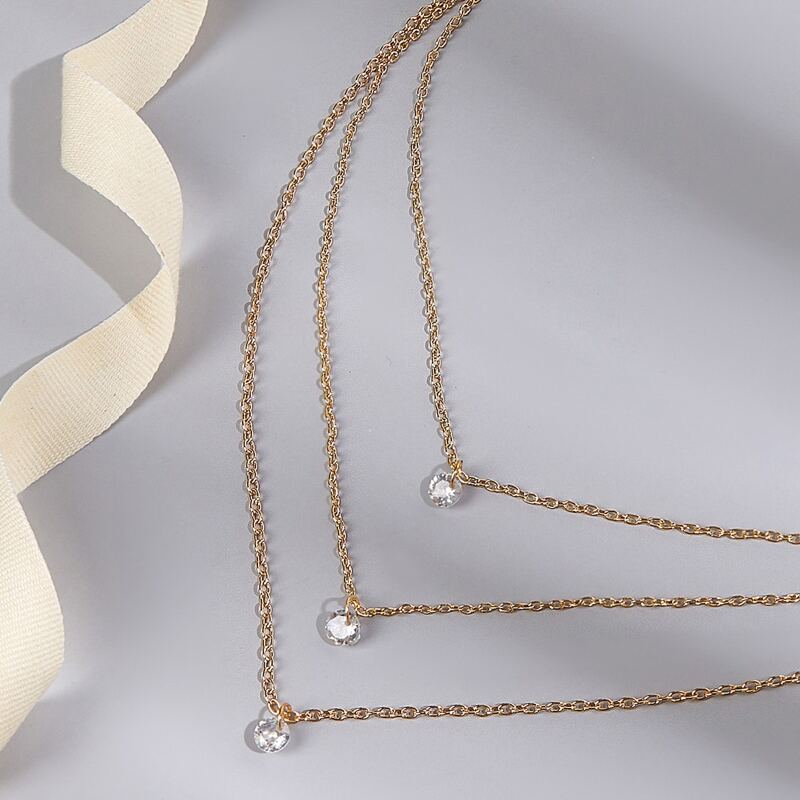

Rhinestone Layered Necklace, Gold