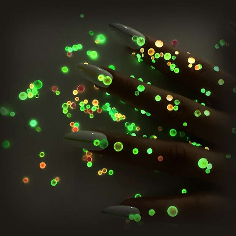 

250pcs Luminous Rhinestone Nail Art Decoration, Green