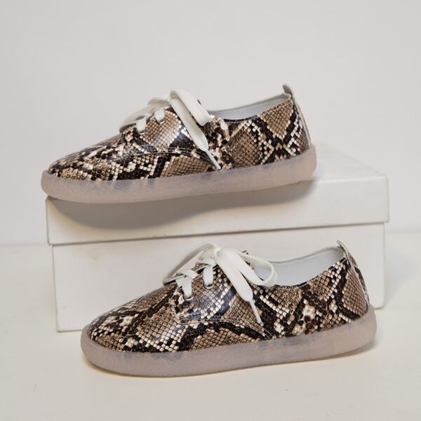 

Snakeskin Print Skate Shoes, Camel