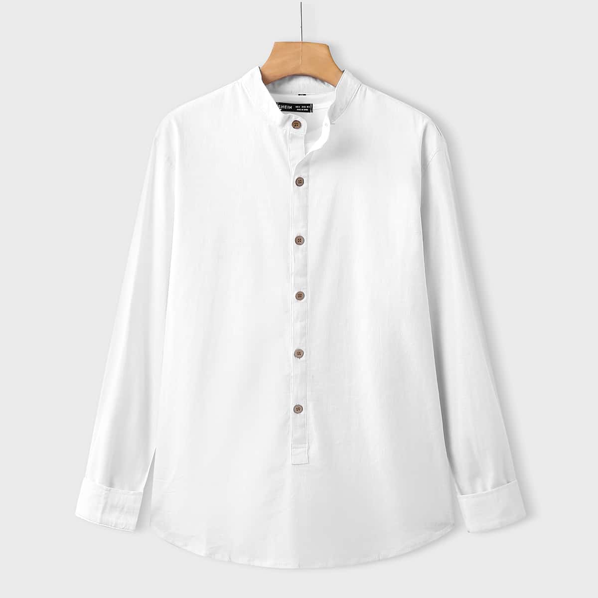 

Men Solid Button Front Shirt, White