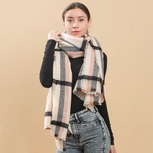 

Raw Hem Plaid Scarf, Multicolor