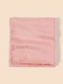 SHEIN Raw Hem Shawl Scarf - Pink - View 3