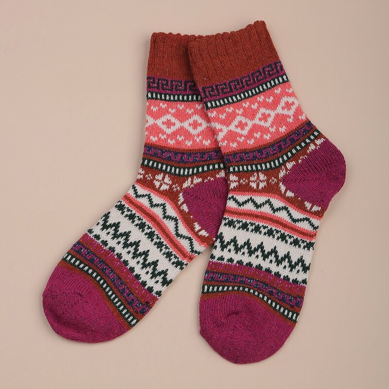 

1pair Geometric Pattern Knit Socks, Multicolor