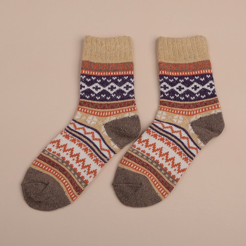 

1pair Geometric Pattern Knit Socks, Multicolor