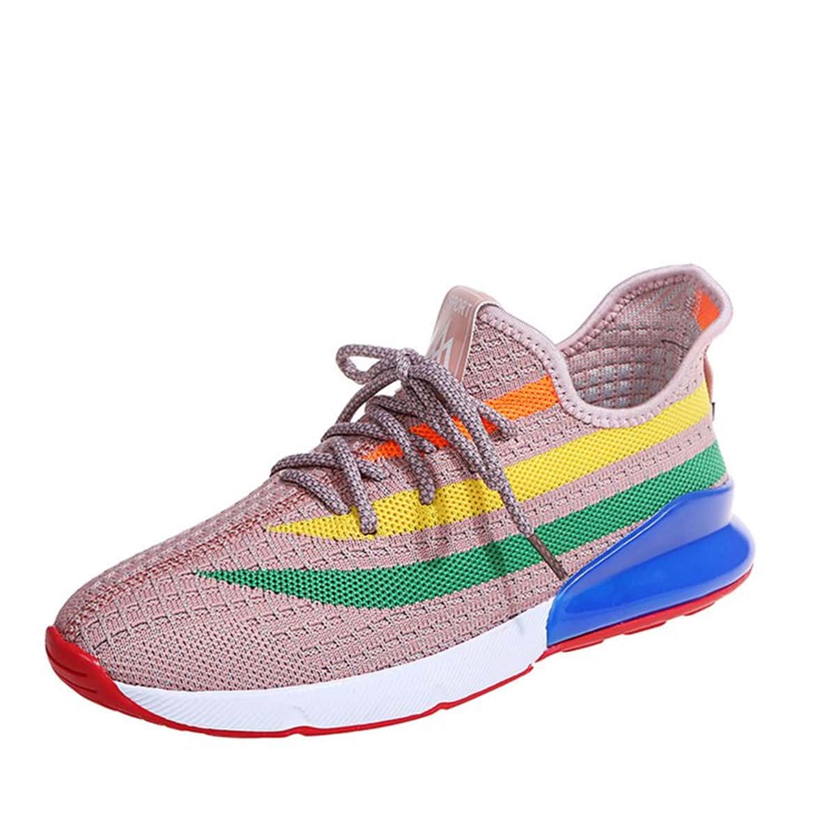 

Rainbow Stripe Low Top Sneakers, Pink