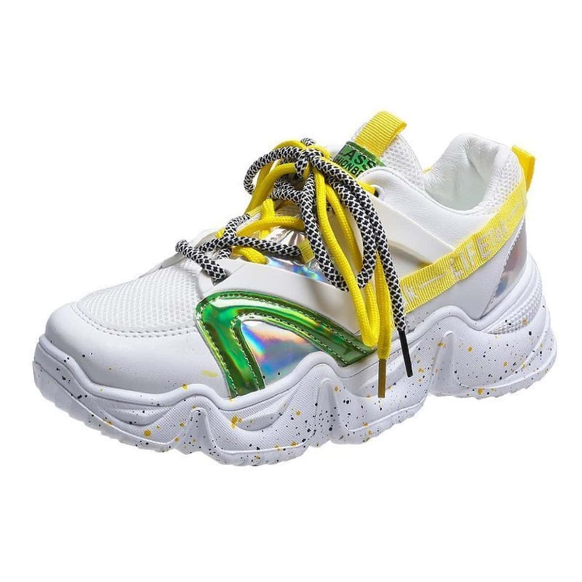 

Letter Tape Chunky Sneakers, White