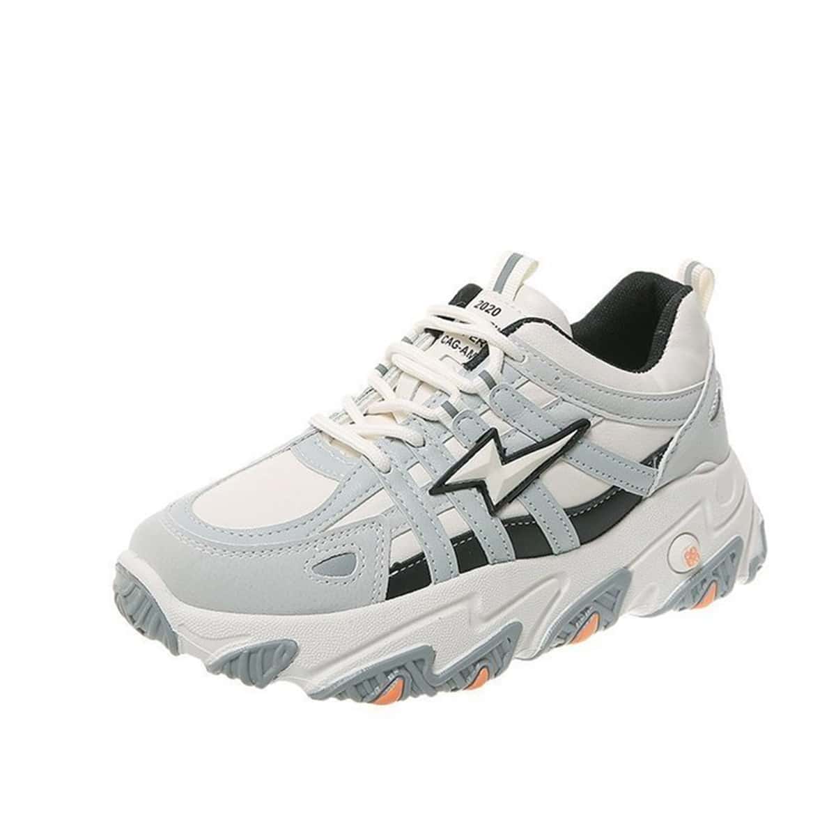 

Lightning Patch Chunky Sneakers, White