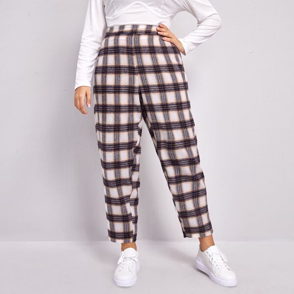 

Plus Tartan Tapered Pants, Multicolor