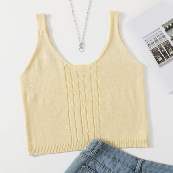 

Crop Cable Knit Top, Yellow pastel