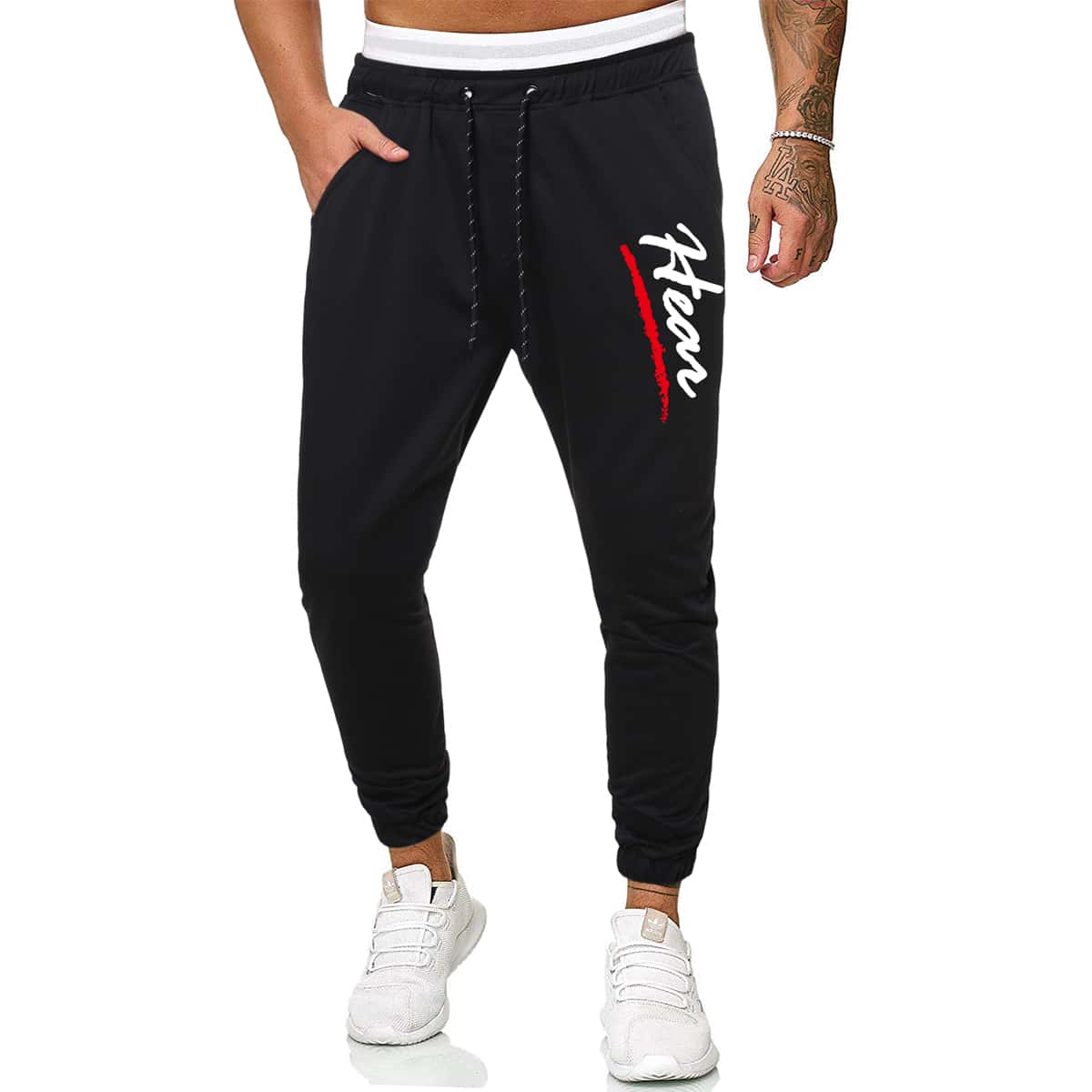 

Guys Letter Drawstring Sweatpants, Black