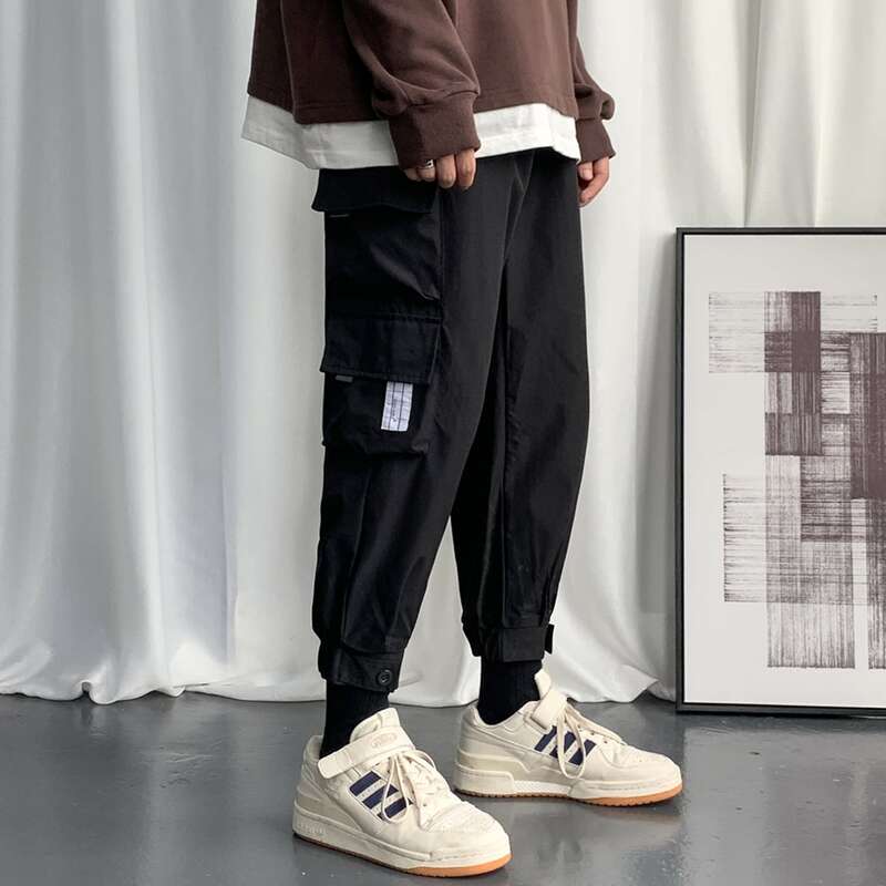 

Guys Flap Pocket Drawstring Cargo Pants, Black