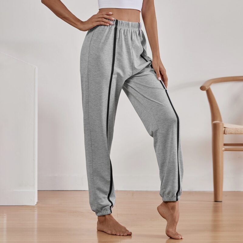 

Tape Detail Elastic Waist Sports Pants, Grey