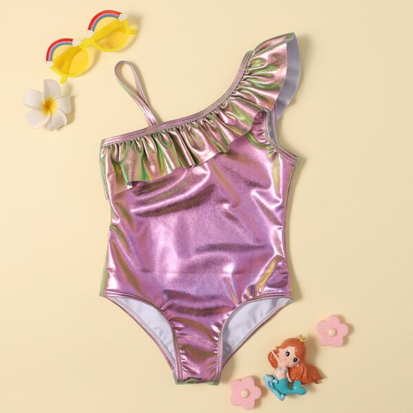 

Toddler Girls Metallic Ruffle One Piece Swimsuit, Multicolor