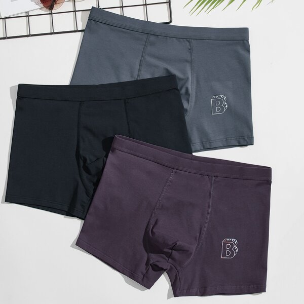 

Men 3pack Letter Graphic Underwear, Multicolor