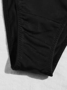 Bragas con diseño de diamante de imitación con estampado de letras - Negro - Ver 3