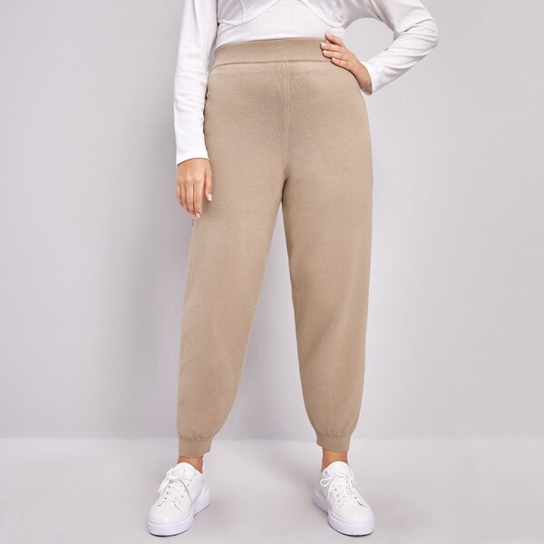 

Plus Textured Knit Pants, Khaki