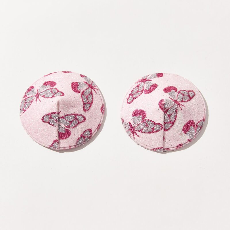 

1pair Butterfly Pattern Glitter Nipple Cover, Pink