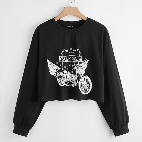 

Plus Letter Graphic Crop Tee, Black