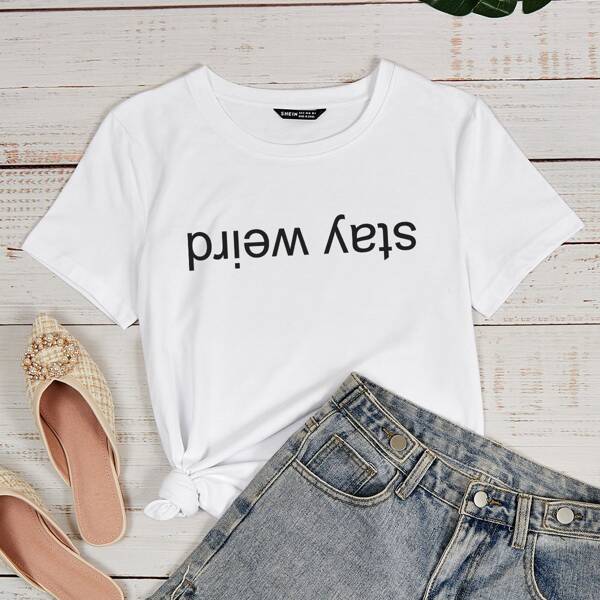 

Letter Graphic Round Neck Tee, White