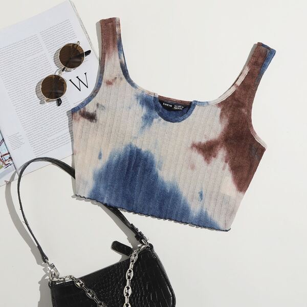 

Lettuce Edge Tie Dye Crop Tank Top, Multicolor