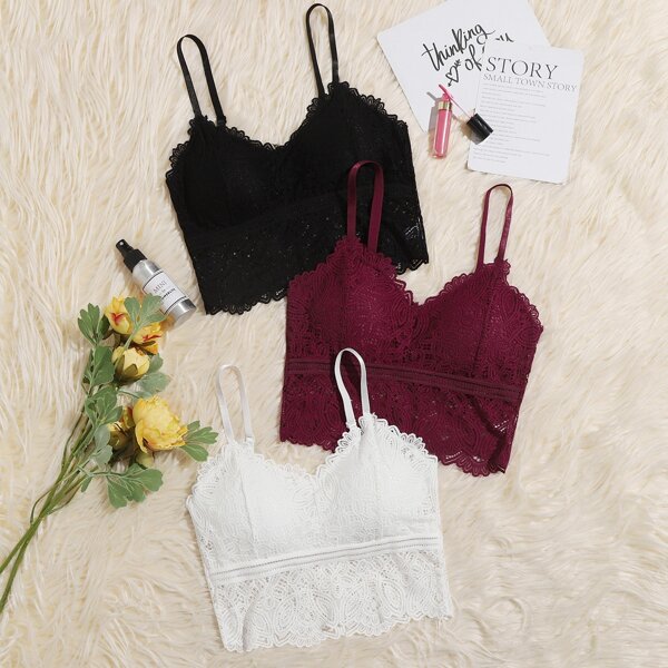 

3pack Floral Lace Bra Set, Multicolor