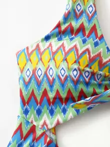 Geometric Knot Front One Piece Swimsuit Summer - Multicolor - View 5