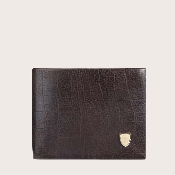 

Men Croc Embossed Bifold Small Purse, Coffee brown