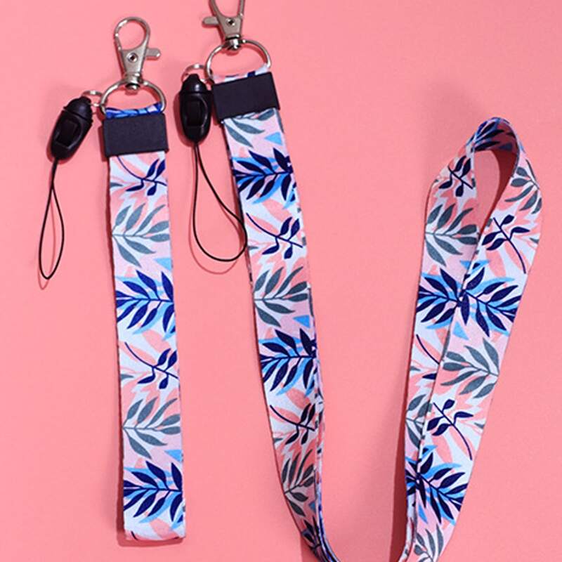 

2pcs Leaf Print Random Lanyard, Multicolor