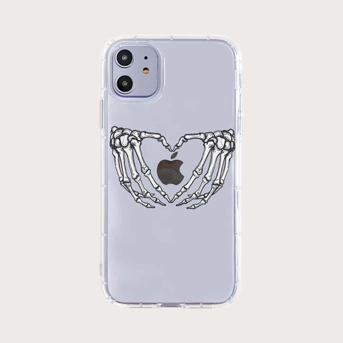 

Skeleton & Heart Clear iPhone Case