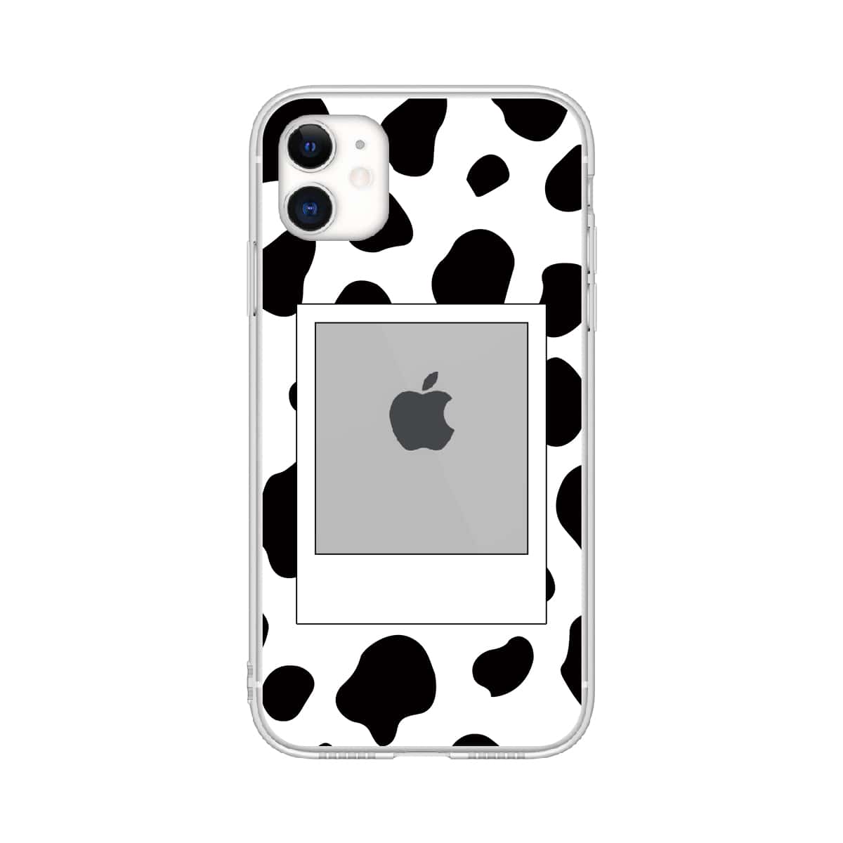 

Cow Pattern Photo Frame Design iPhone Case, Black and white