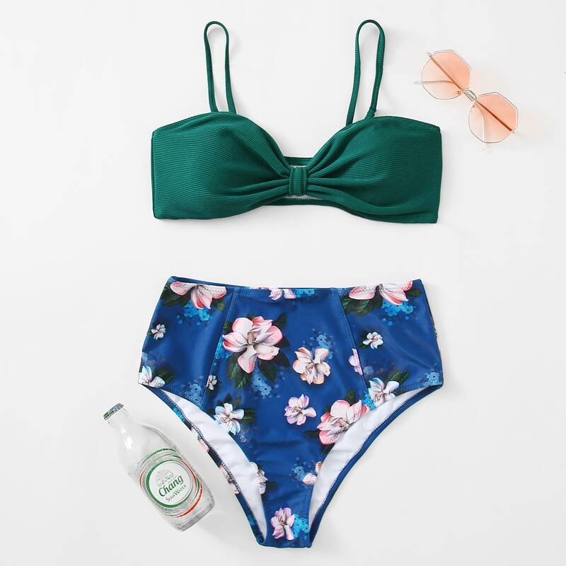 

Floral High Waist Bikini Swimsuit, Multicolor