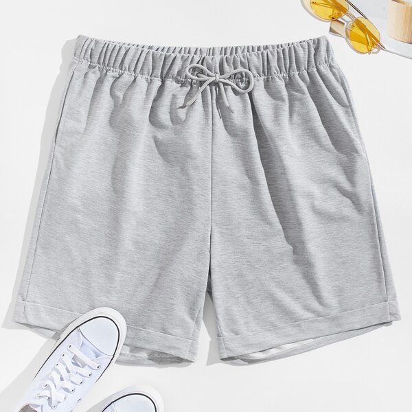 

Men Solid Drawstring Track Shorts, Light grey