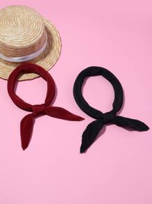 2pcs Plain Pleated Bandana - Multicolor - View 1