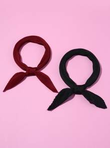 2pcs Plain Pleated Bandana - Multicolor - View 3