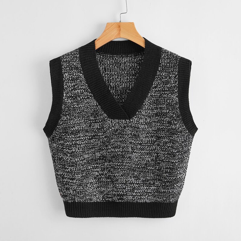 

Contrast Binding Sweater Vest, Multicolor