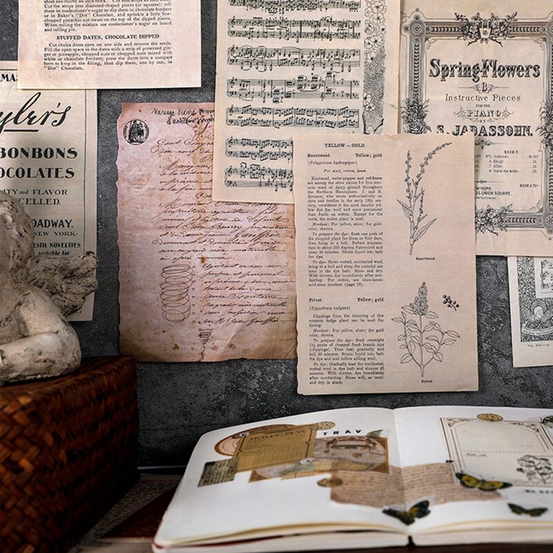 

10sheets Vintage Pattern Random Material Paper, Multicolor