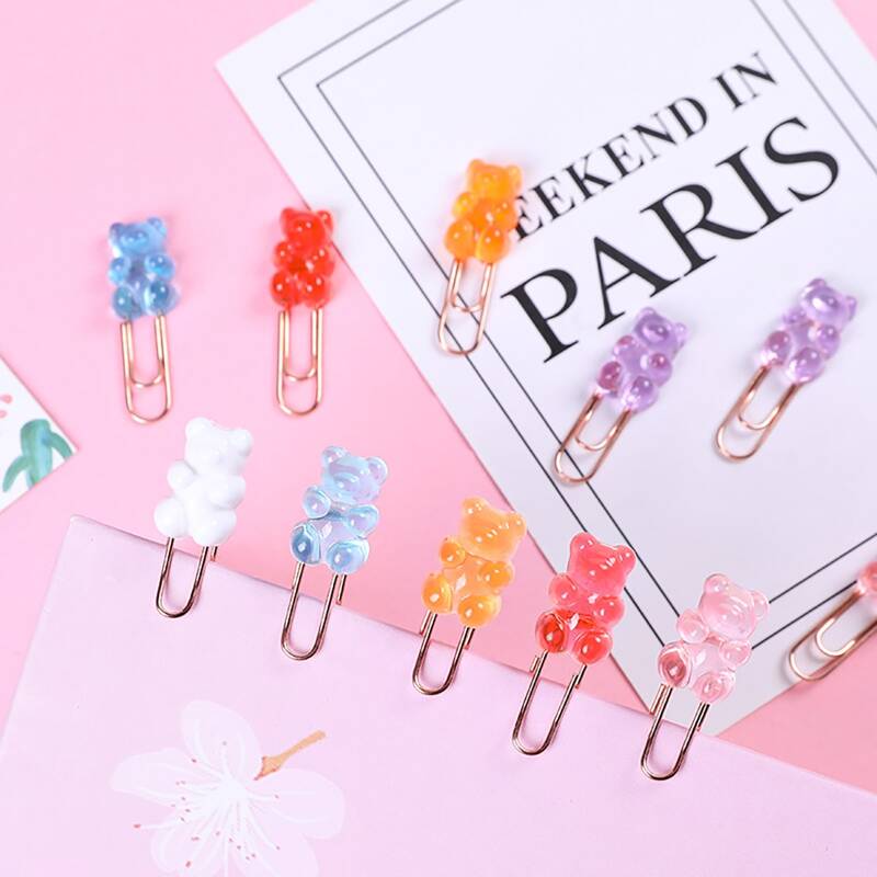 

10pcs Cartoon Bear Detail Paper Clip, Multicolor