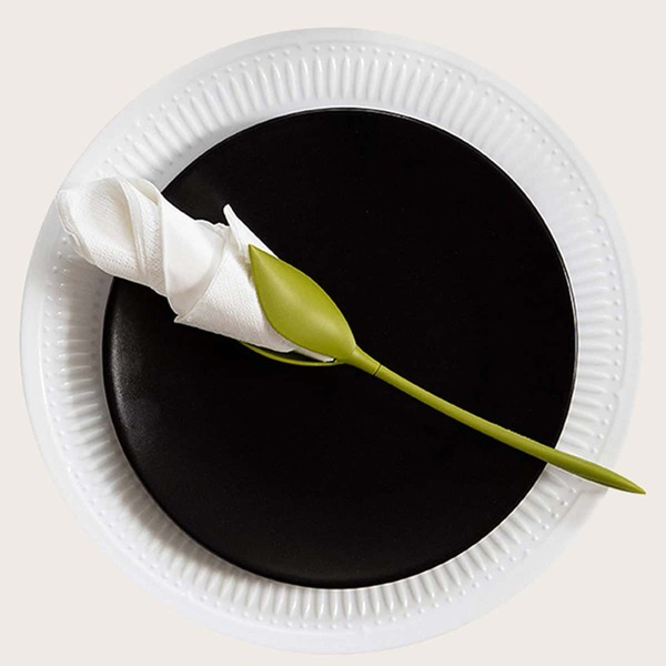 

4pcs Leaf Design Napkin Holder, Green