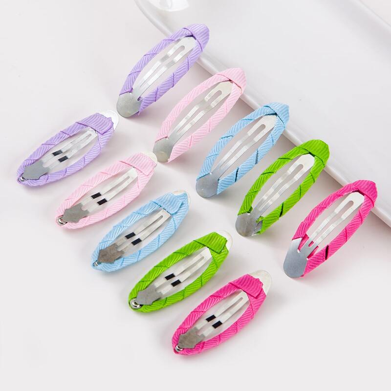 

10pcs Wrapped Cloth Hair Clip, Multicolor