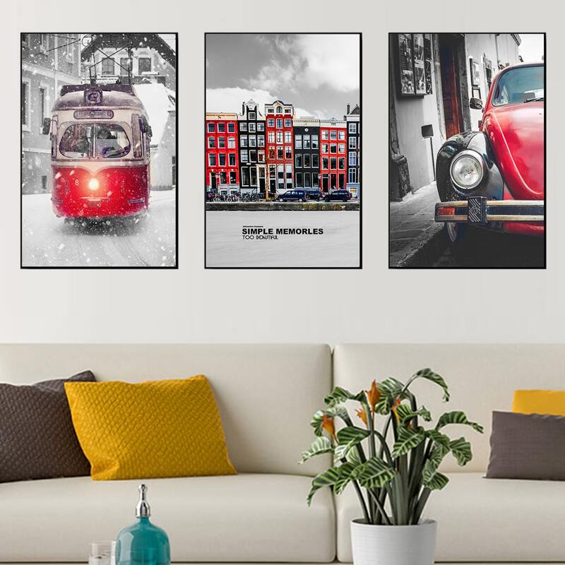 

3pcs Landscape Print Wall Painting Without Frame, Multicolor