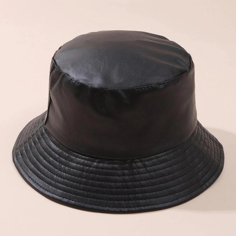 

Faux Leather Bucket Hat, Black