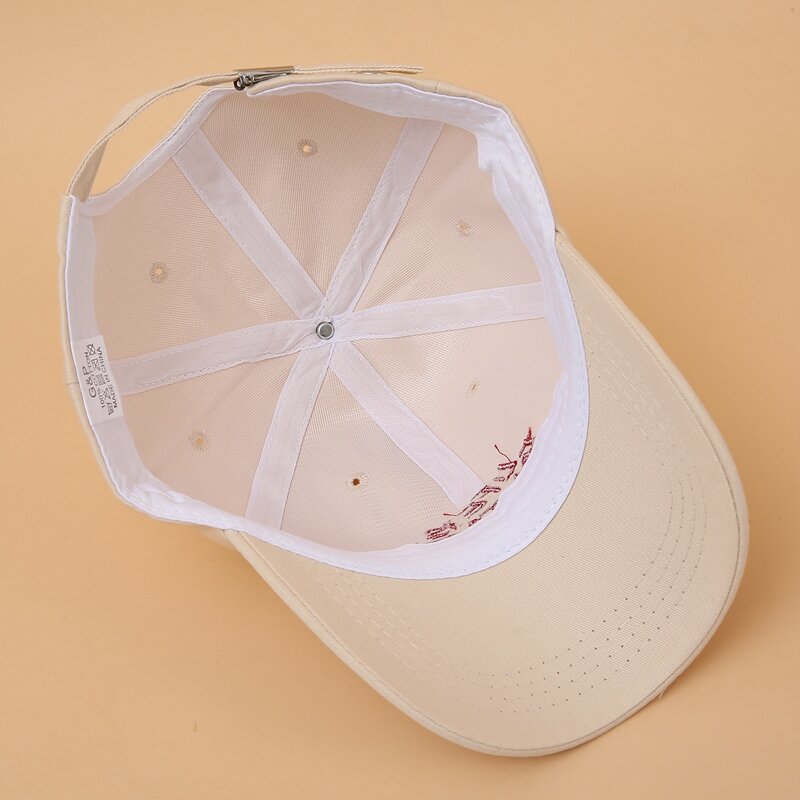 

Slogan Embroidery Baseball Cap, Beige